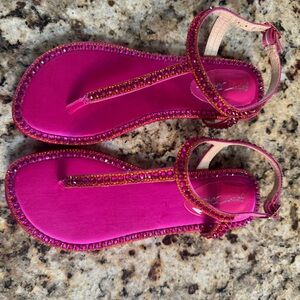 Betsey Johnson’s Diane Women's Pink Beaded Rhinestone Sandals Size 7 EUC